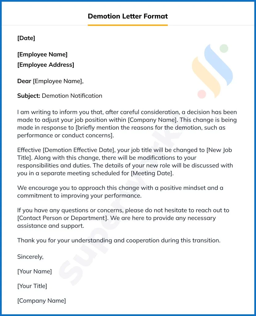 Demotion Letter Format 