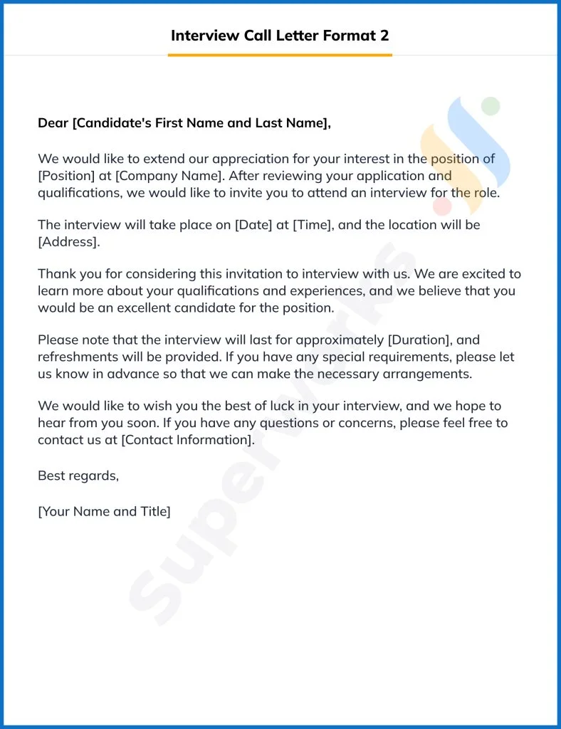 Interview Call Letter Format