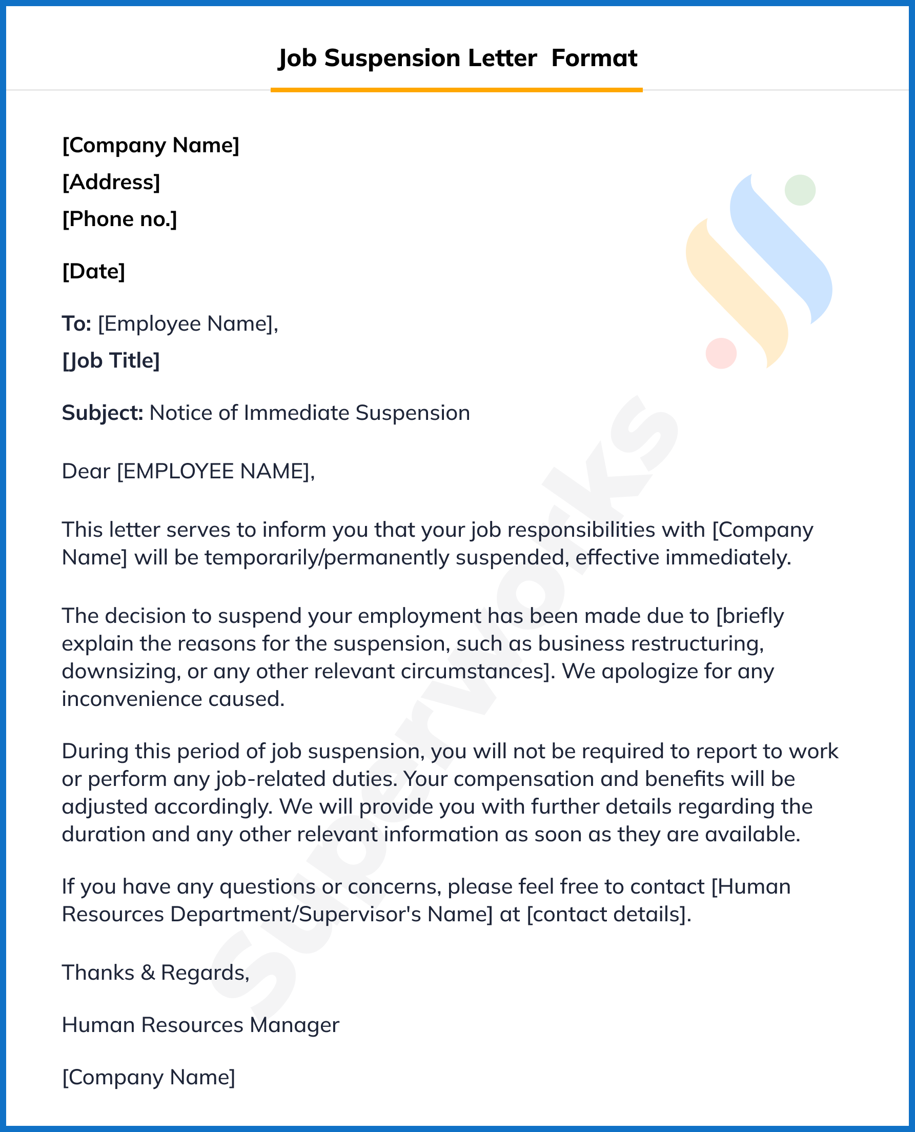 A Guide to 100% Professional Job Suspension Letter | Superworks