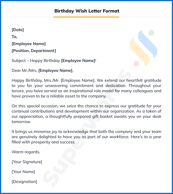 Birthday Wish Letter Format