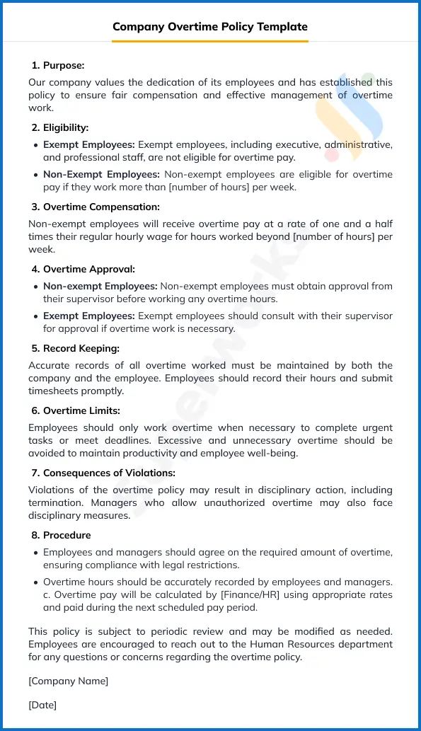 Your Quick Guide to Overtime Policy - Get a FREE TEMPLATE! 5 Company-overtime-policy-Template