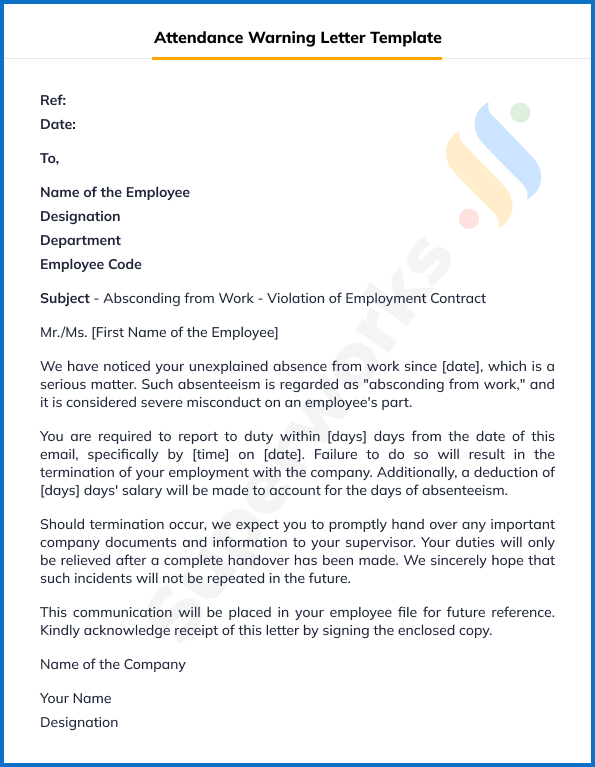 Warning Letter To Employee For Poor Attendance Msiart Infoupdate