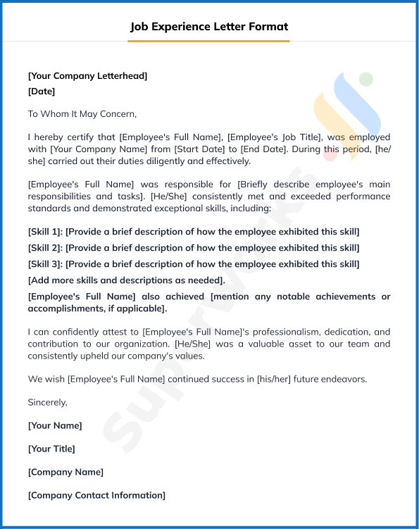 superworks experience letter format