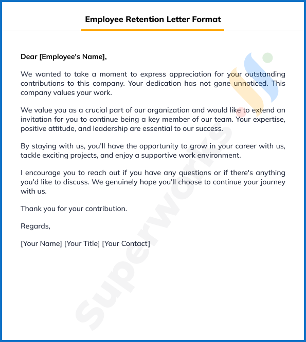 Employee Retention Letter Format Sample