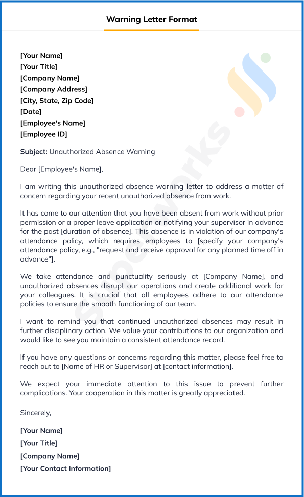 Warning Letter To Employee