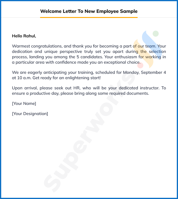 Welcome Letter To New Employee Sample