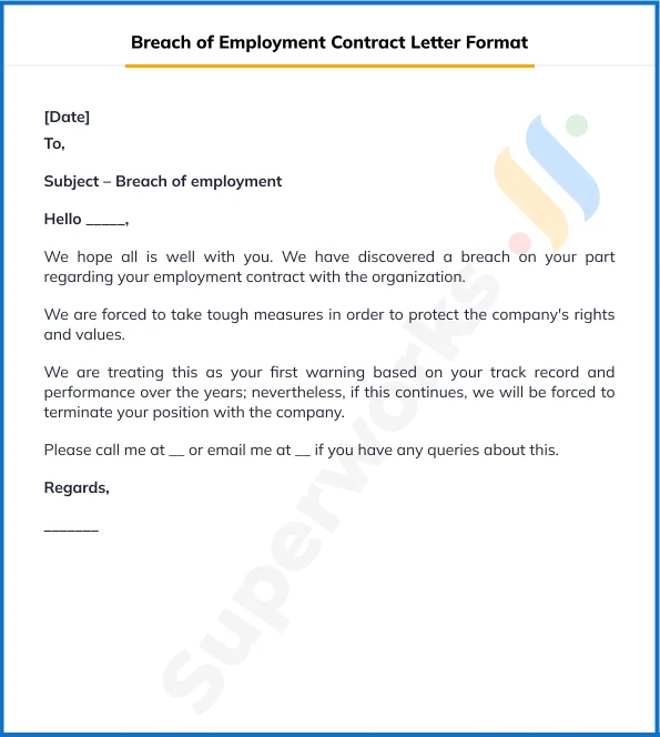 Breach of Employment Contract Letter Format
