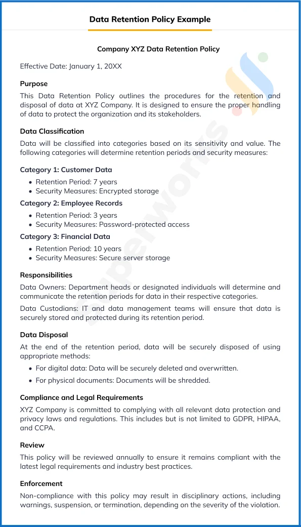 Data Retention Policy Example