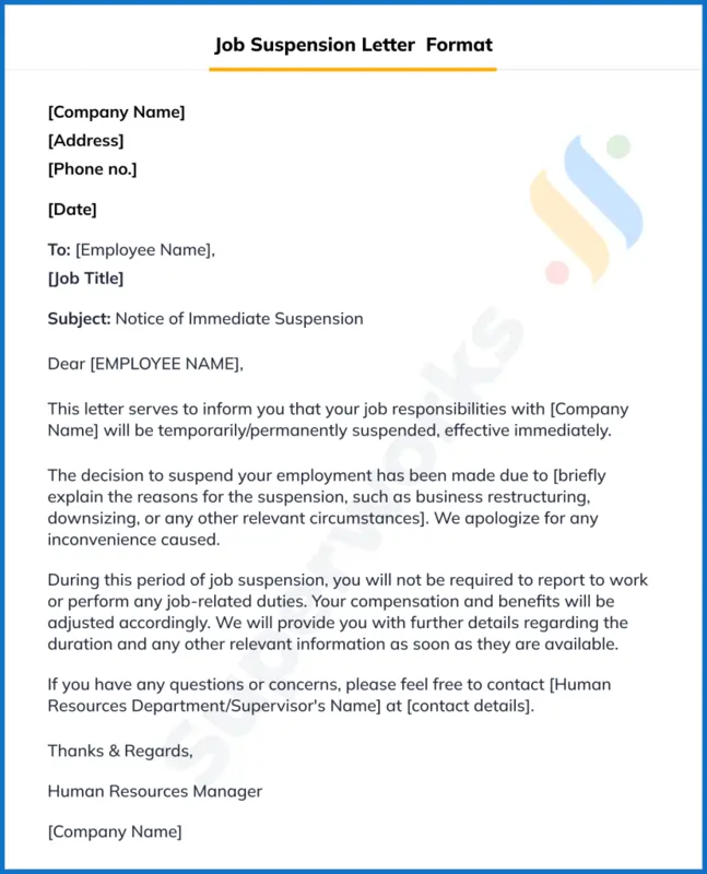 Job Suspension Letter Format