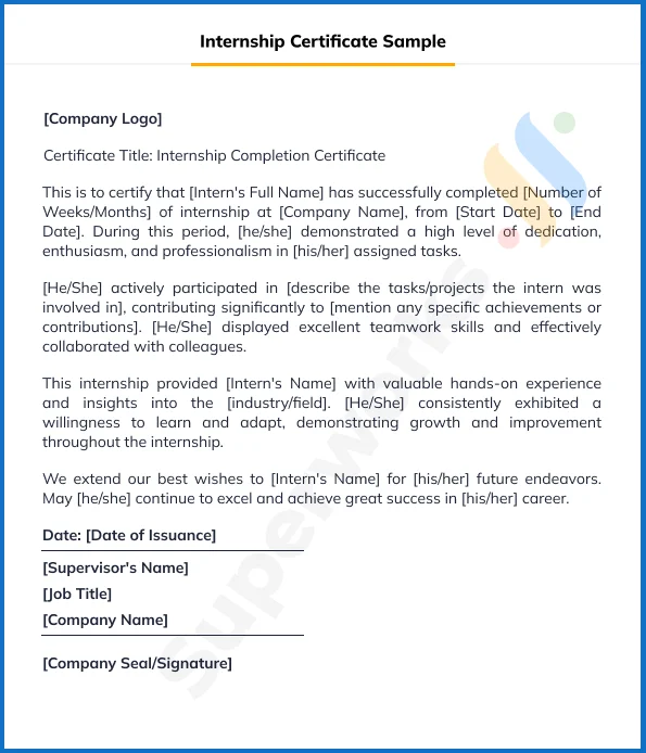 Internship Certificate Sample