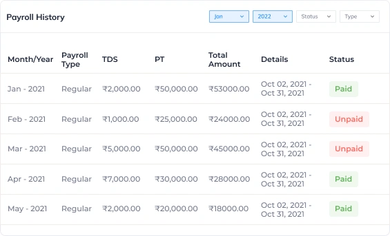 Check monthly TDS in payroll history
