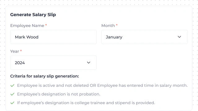 Automated salary slip