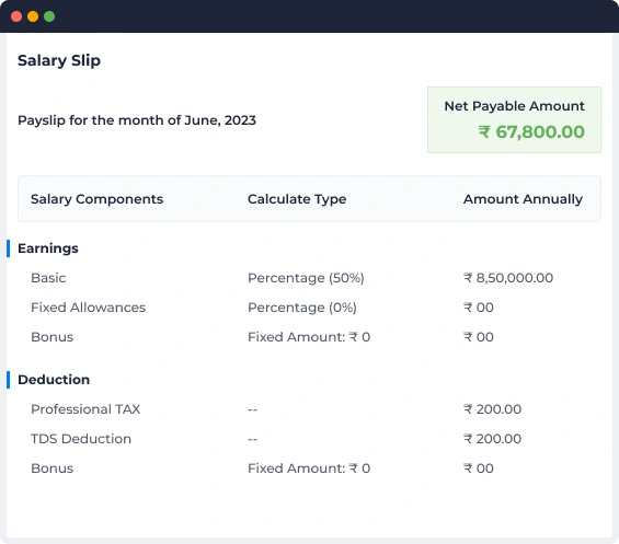 View every detail and status of the salary slips