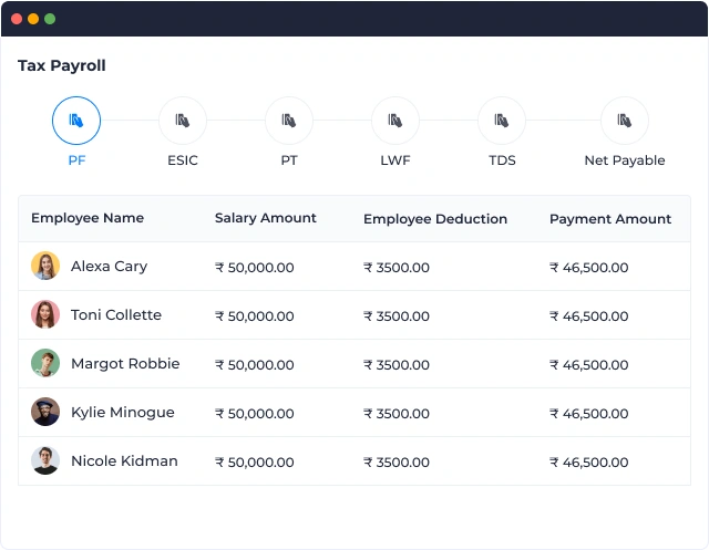 Run the payroll with a TDS deduction & NET Payable