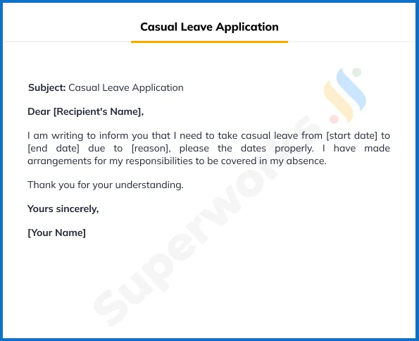 Casual Leave Application-For Any Reason