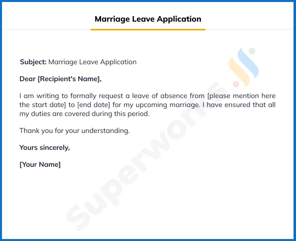 Marriage Leave Application for the Office