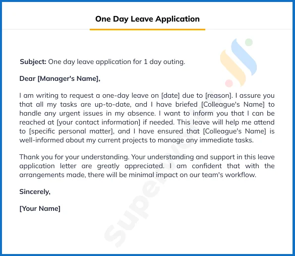 One Day Leave Application for Office