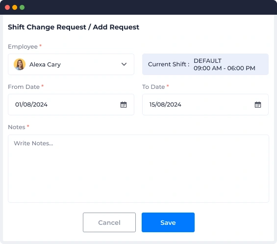 Shift Change Request / Add Request