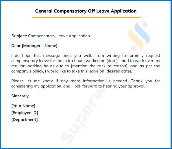 General Compensatory Off Leave Application