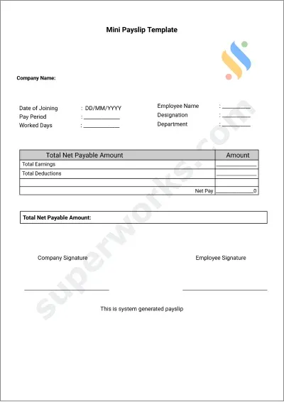 Mini Payslip Template