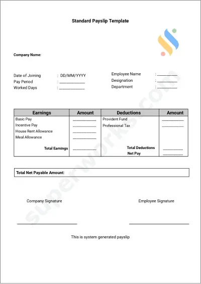 Standard payslip-template