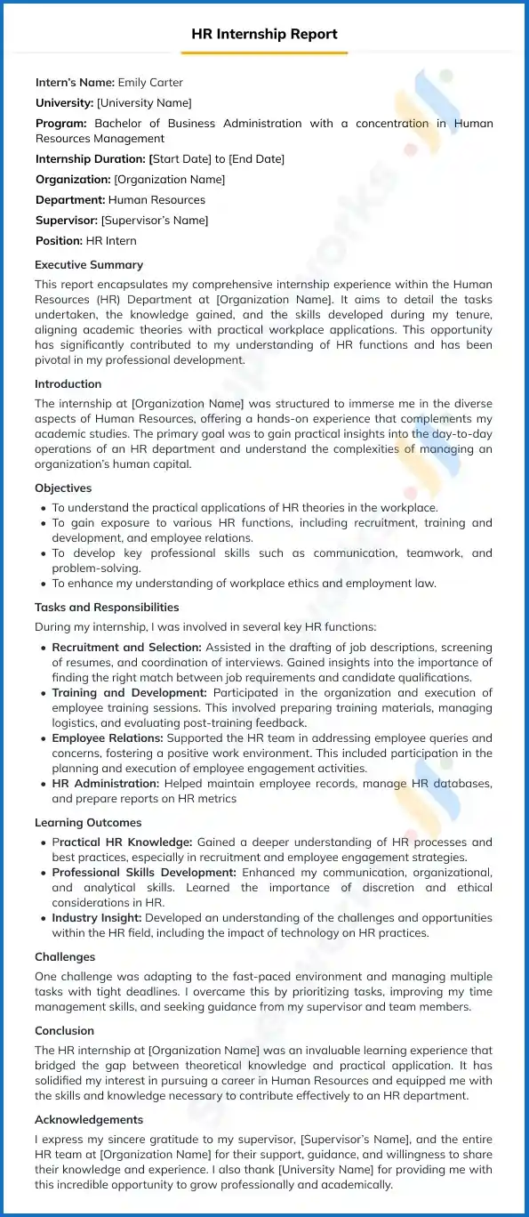 HR Internship Report: A Detailed Overview of the Experience 2 HR Internship Report