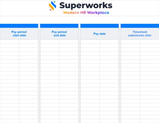 Payroll Schedule Template 