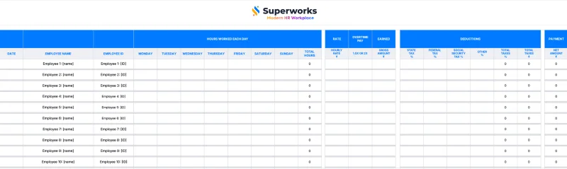 Weekly Payroll Templates