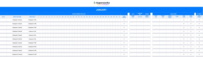 Yearly Payroll Templates