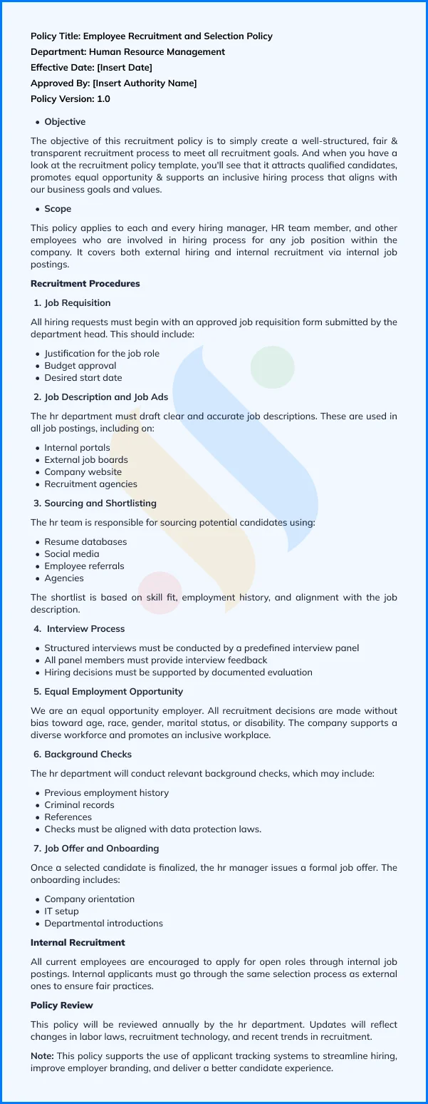Recruitment Policy Sample