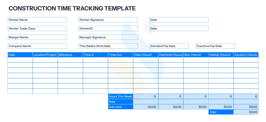 Construction Time Tracking Template