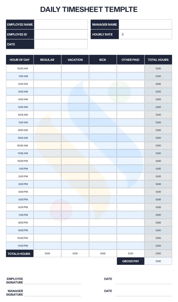 Daily Timesheet Template