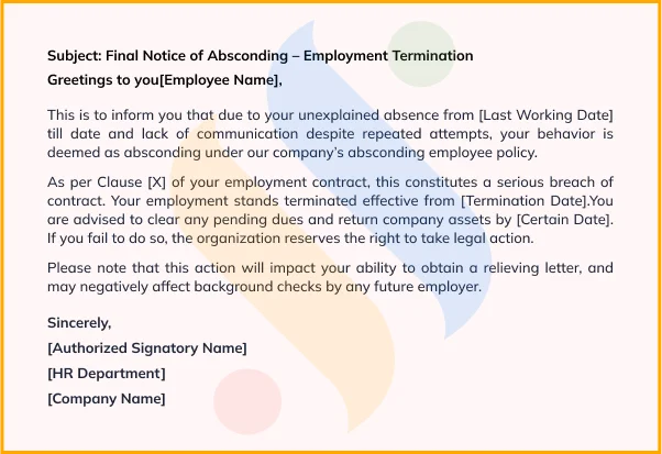 Sample Absconding Letter Format 