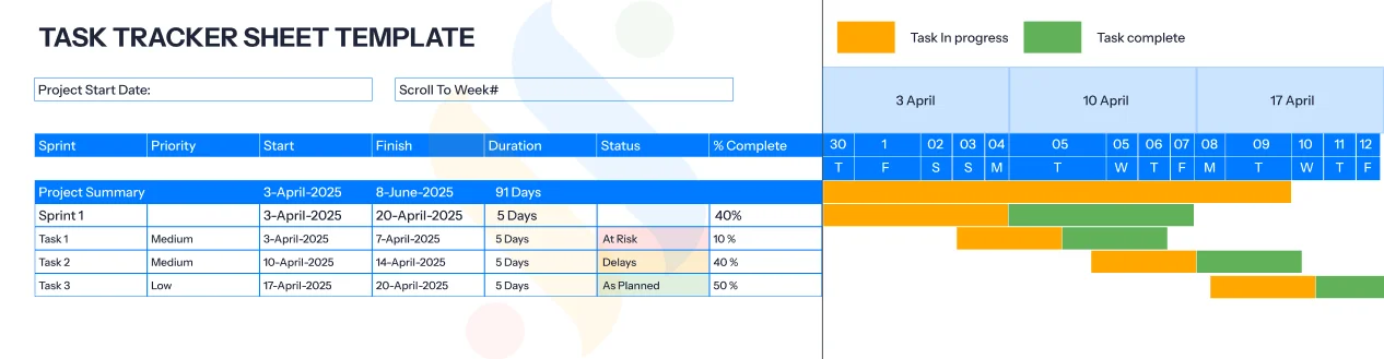 Task Tracker Sheet Template 