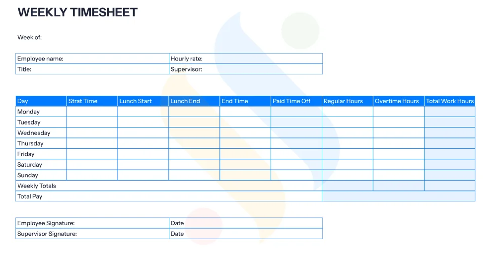 Weekly Timesheet Template