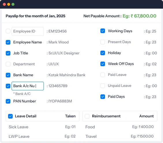 Customize your salary slip