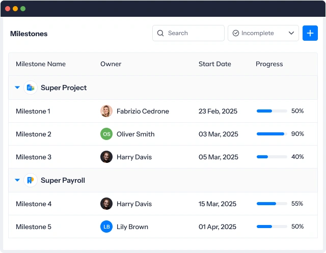 Customize your milestone search