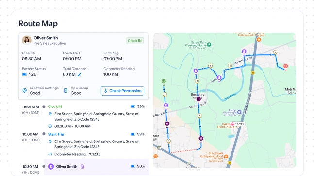 Employee route map