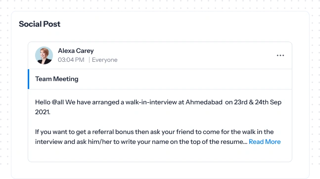 Inspiring team update social post