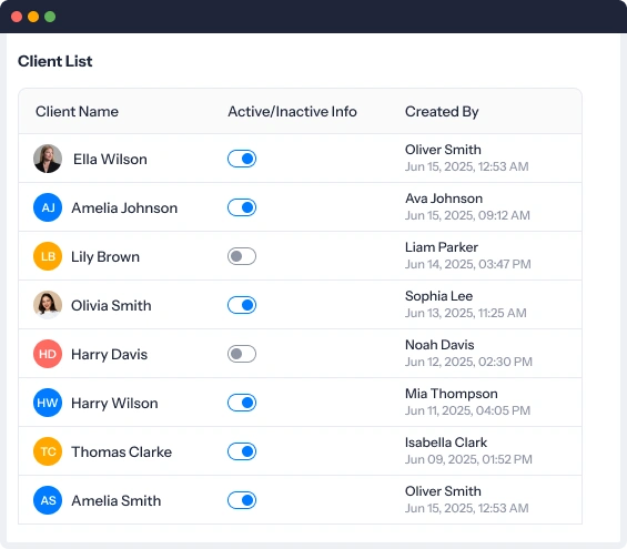 Manage client database