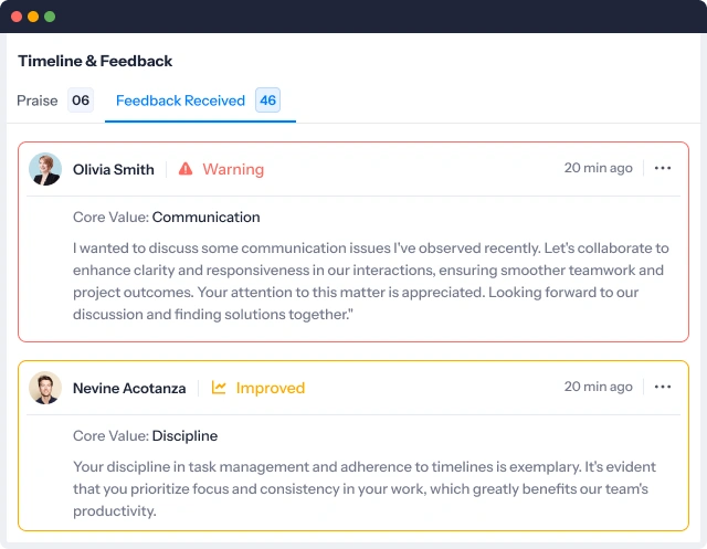 Track and request employee feedback