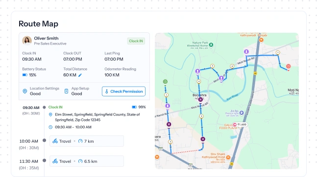 Track travel distance of client