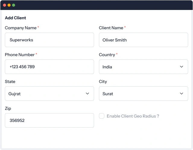 add clients with location tracking
