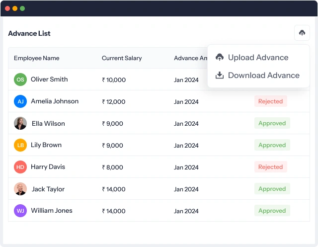 Salary advance data