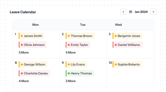 Employee leave calendar