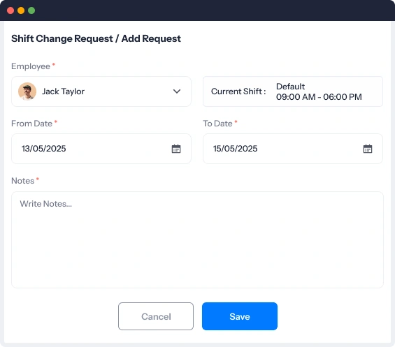 Employee shift change request