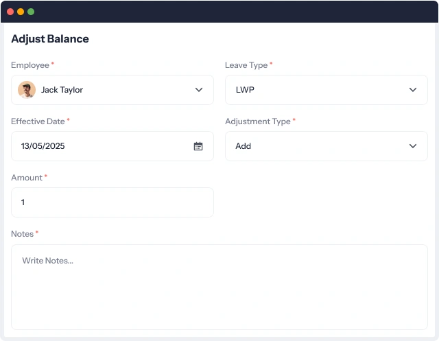 Smart adjustments balance leave control