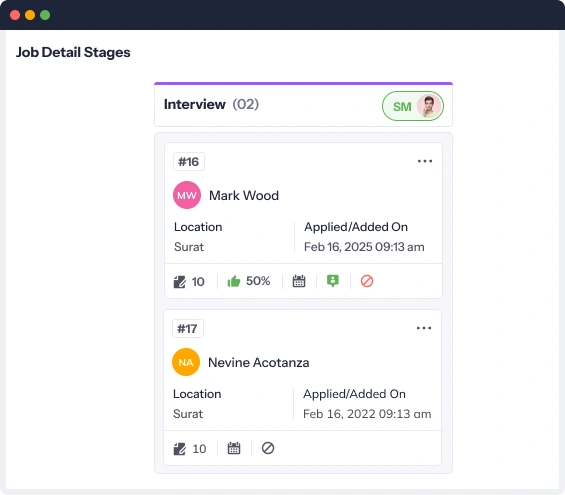 Track candidates stage by stage in one view