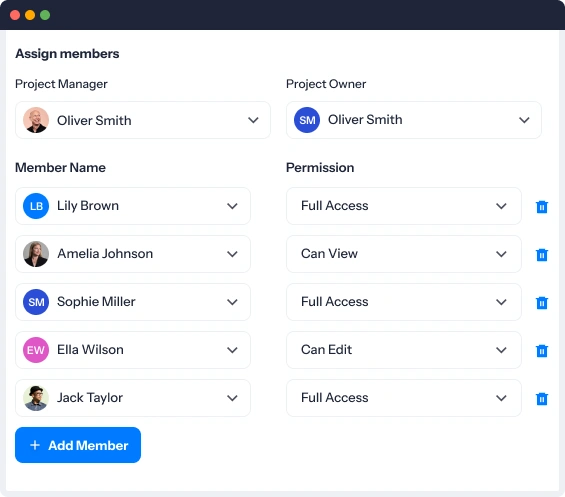 Add and assign members 