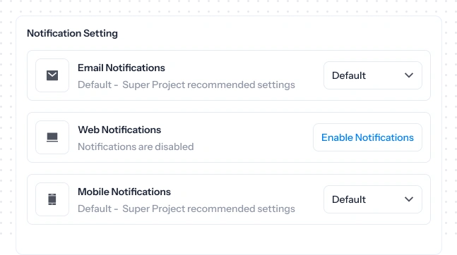 Customize your project notification